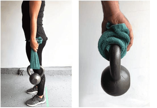 Using towel grip on dumbbells to increase grip strength difficulty